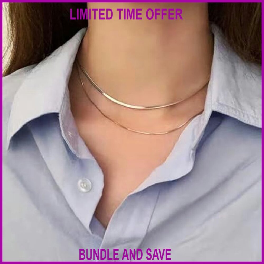 18k Gold Plated Stackable Necklace Set, Stainless… - image 5